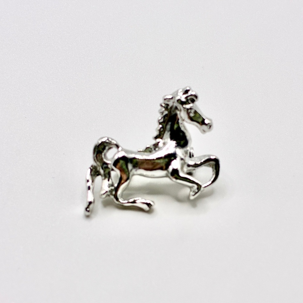 Vintage Horse Brooch, Running Pony, Equestrian in a Silver Tone Setting